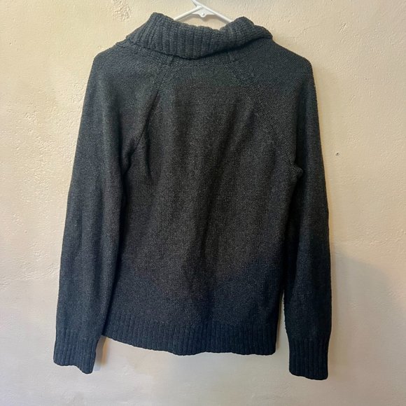 Eddie Bauer charcoal grey cable knit moto zip-up cardigan, cotton blend, large. - Picture 3 of 8